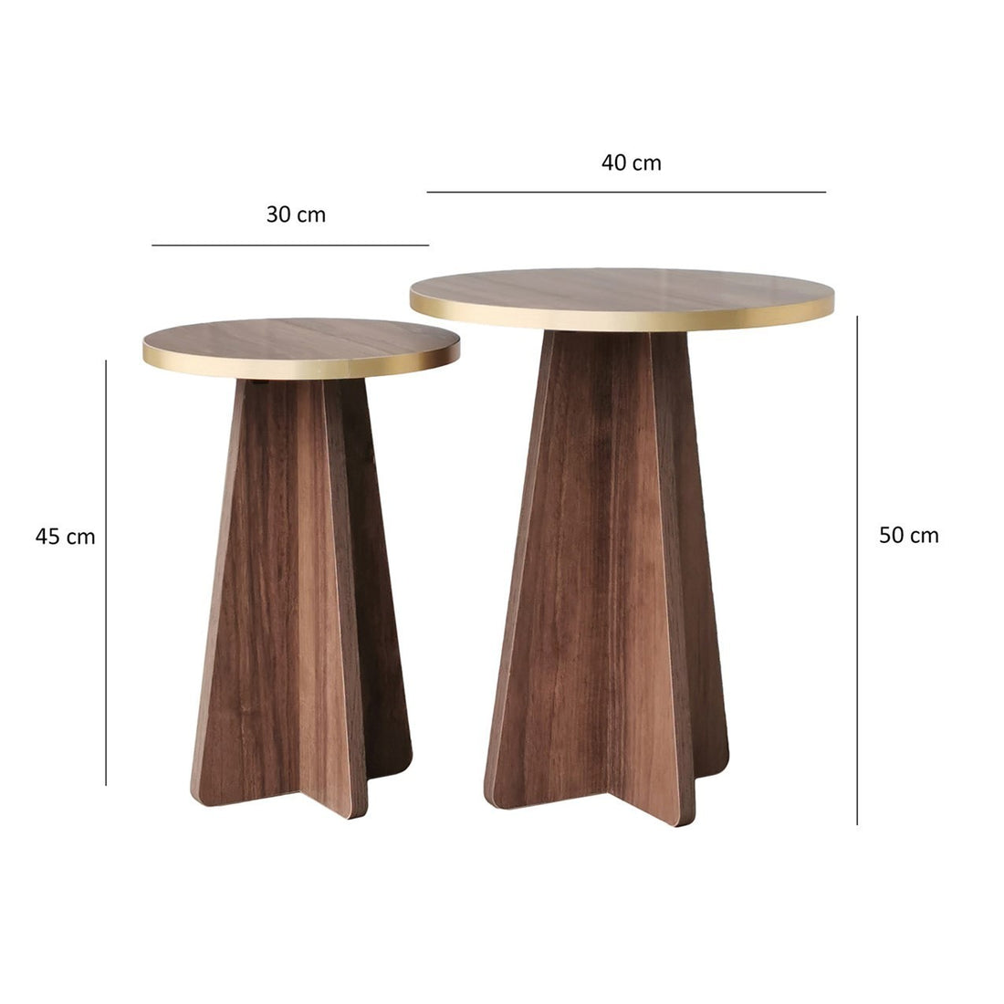 Ensemble de table basse Mushroom 2 - Gold, Walnut