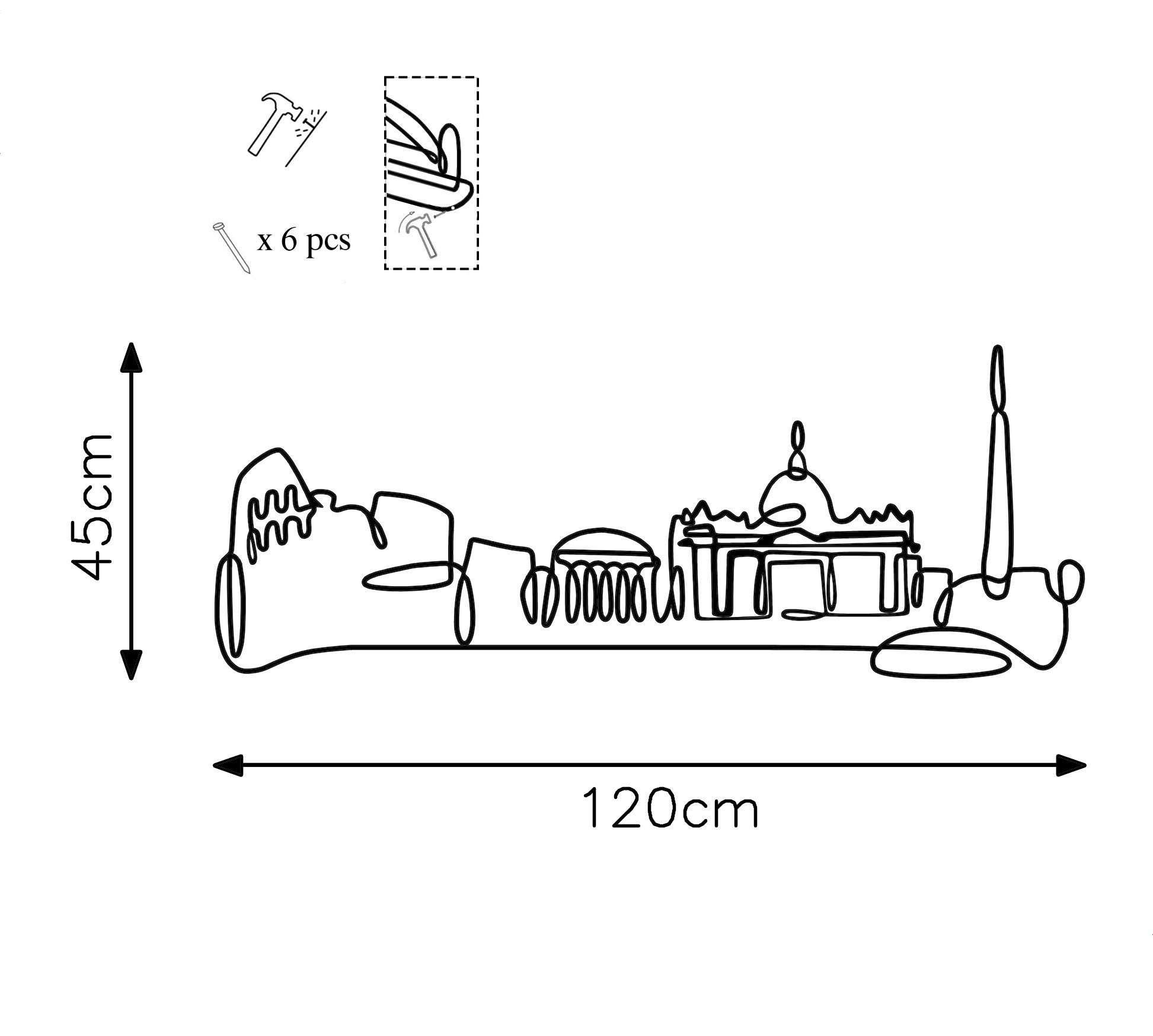 Accessoire mural en métal décoratif City