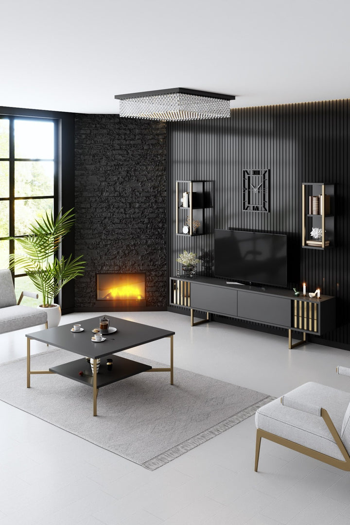Ensemble de meubles de salon Gold Line - Anthracite, Gold