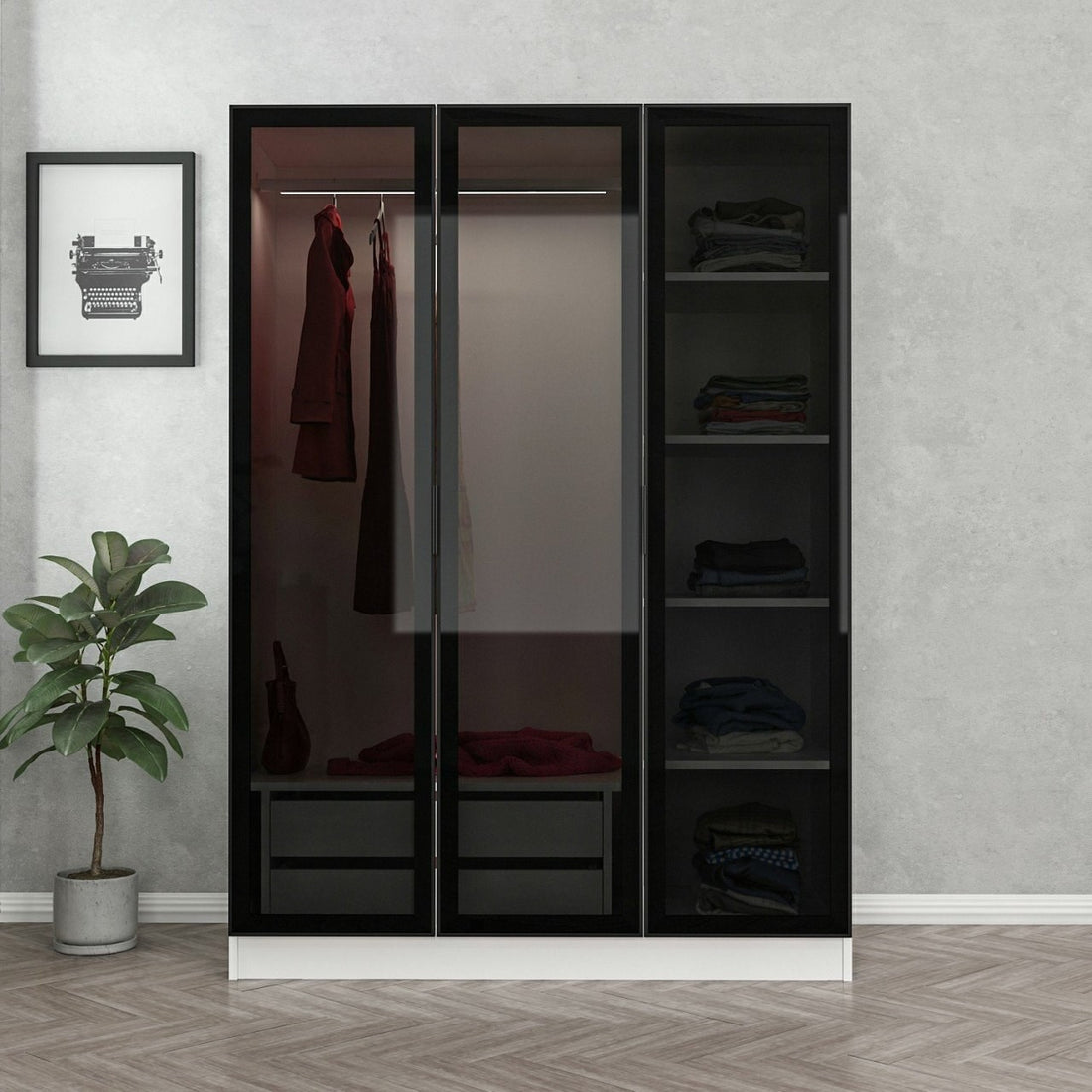 Armoire Kale White Black - 2273