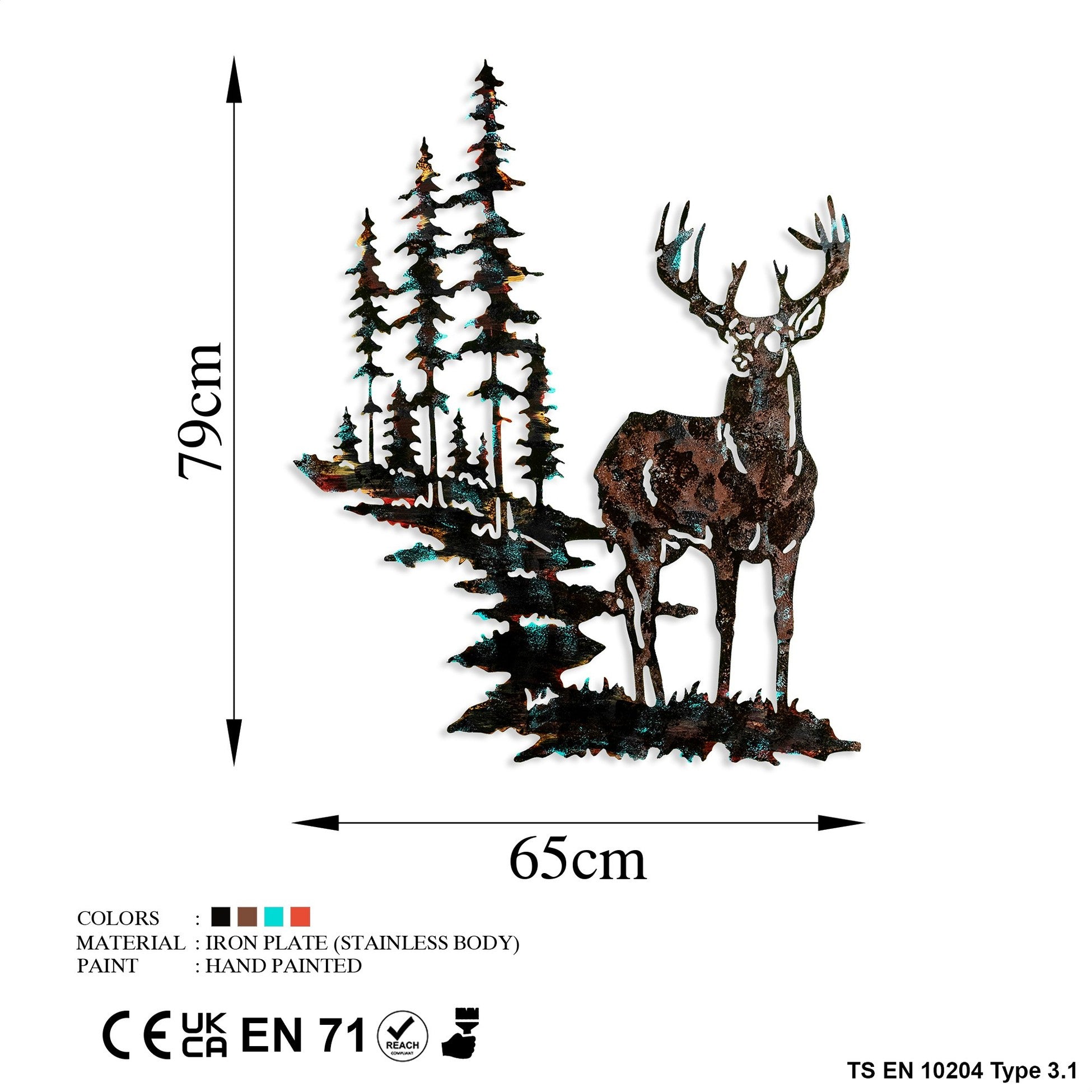 Accessoire mural en métal décoratif Deer