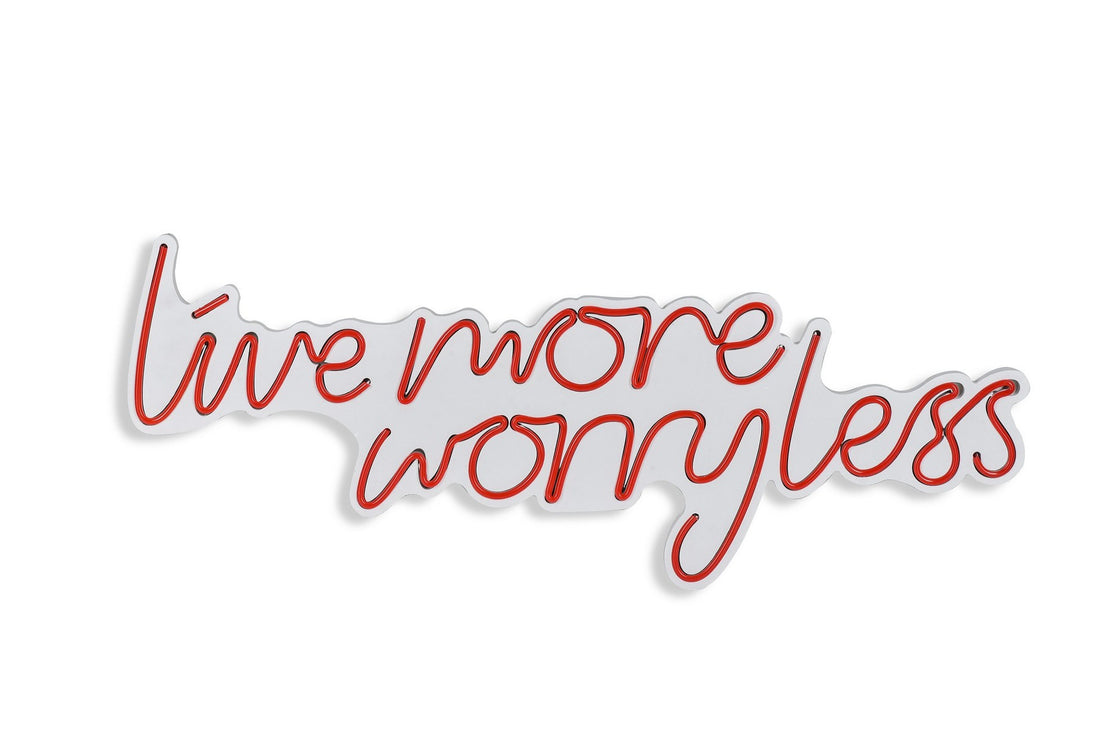 Éclairage LED en plastique décoratif Live More Worry Less - Red