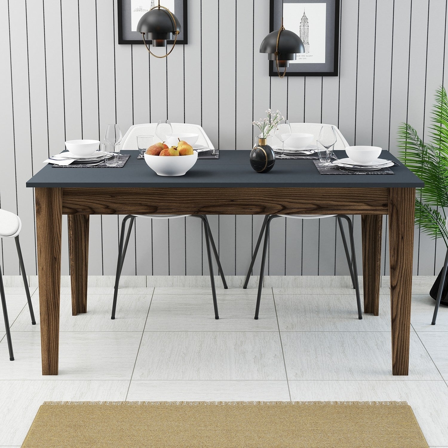Table à manger Milan 513 - Walnut, Anthracite