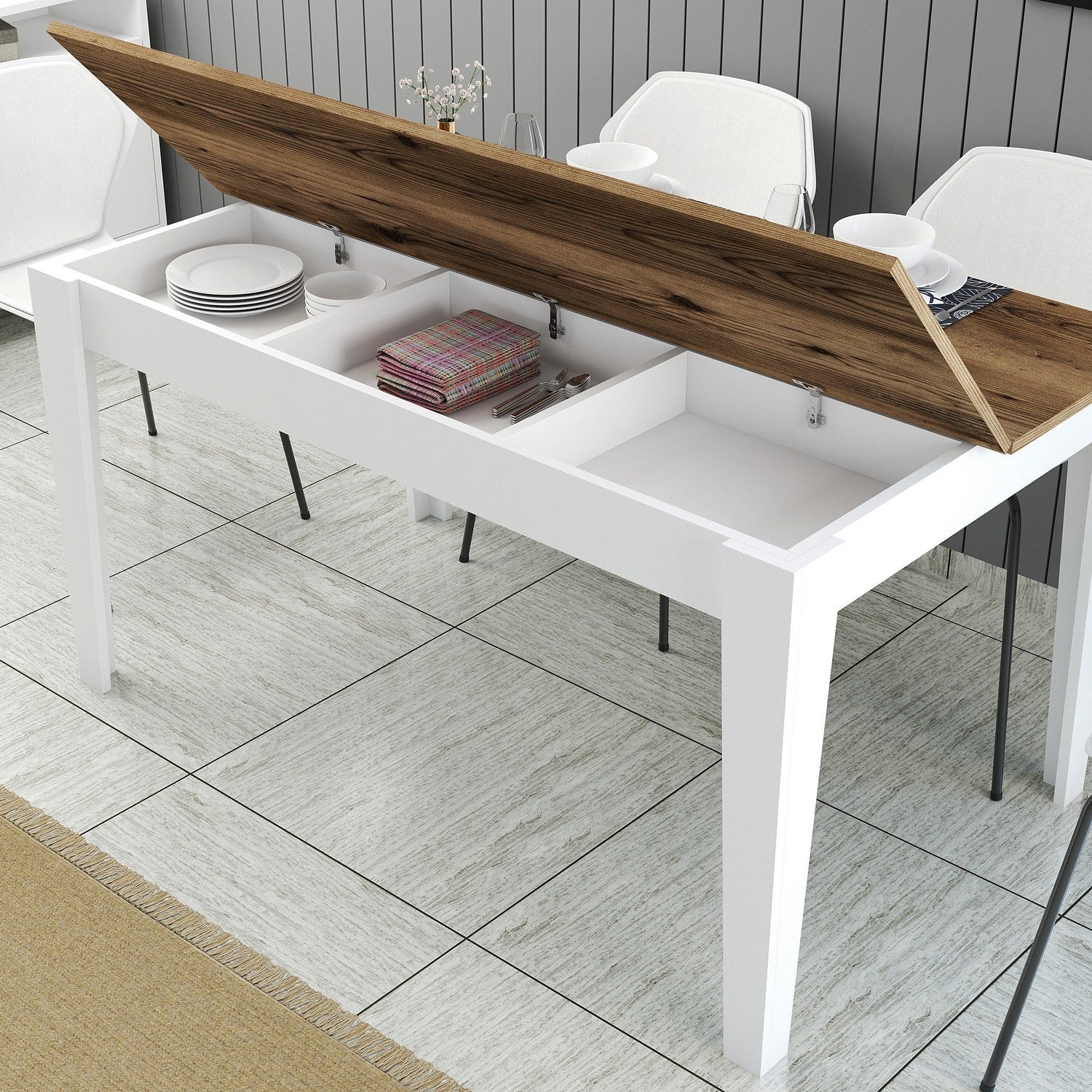 Table à manger Milan 520 - Walnut, White