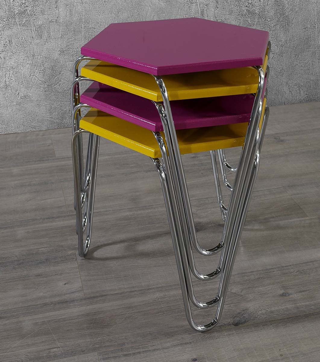 Piramit Table Gigognes Violet Jaune