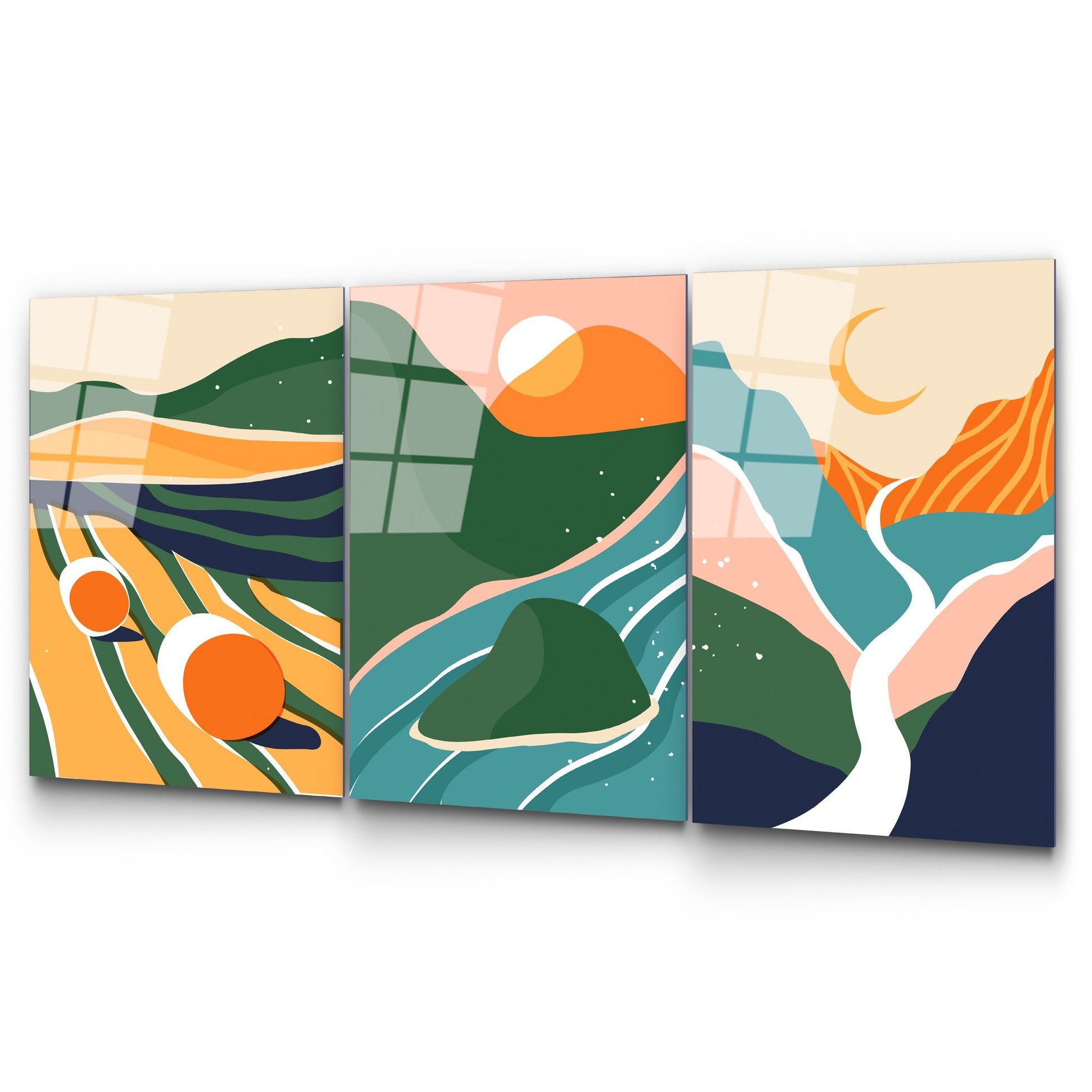 Peinture en verre trempé décorative (3 pièces) UV-946 - 45 x 65