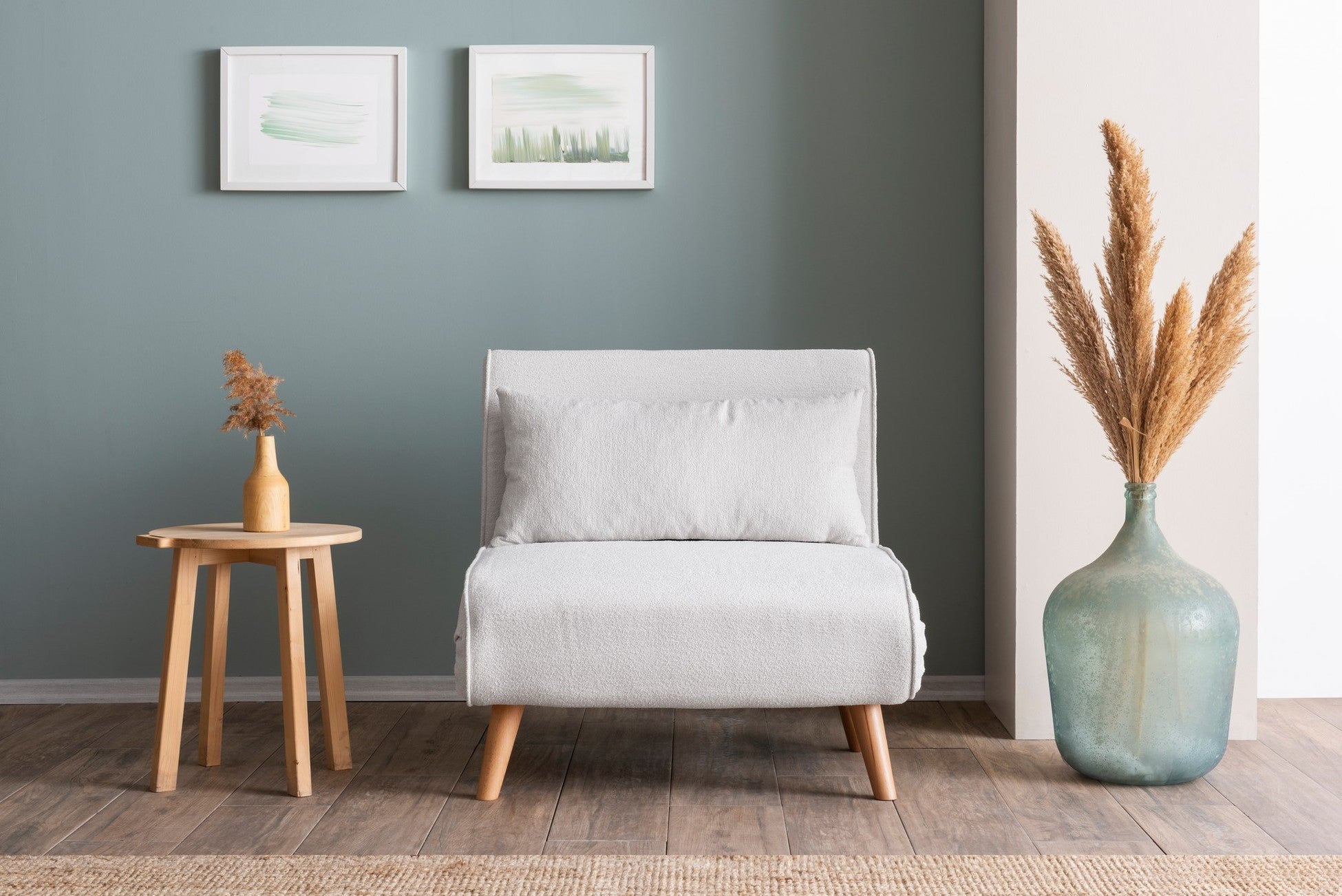 Canapé-lit à 1 place Folde Single - Teddy Fabric - Cream