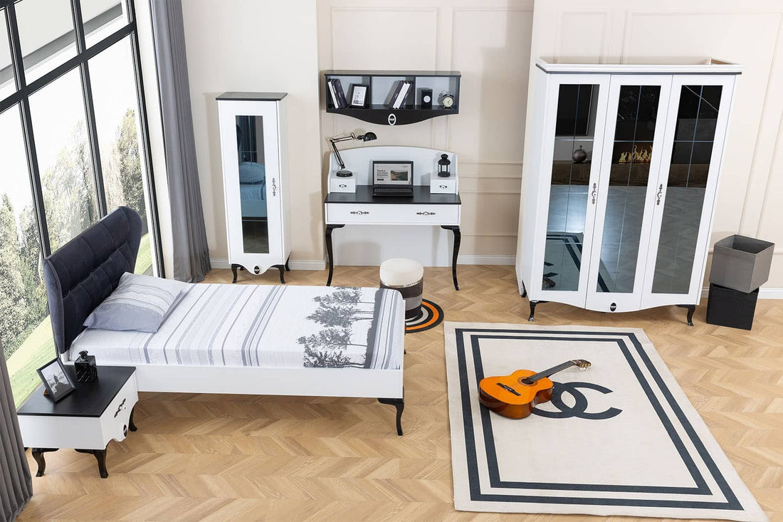 Black And White Ensemble chambre enfant/ado complète (6 éléments)