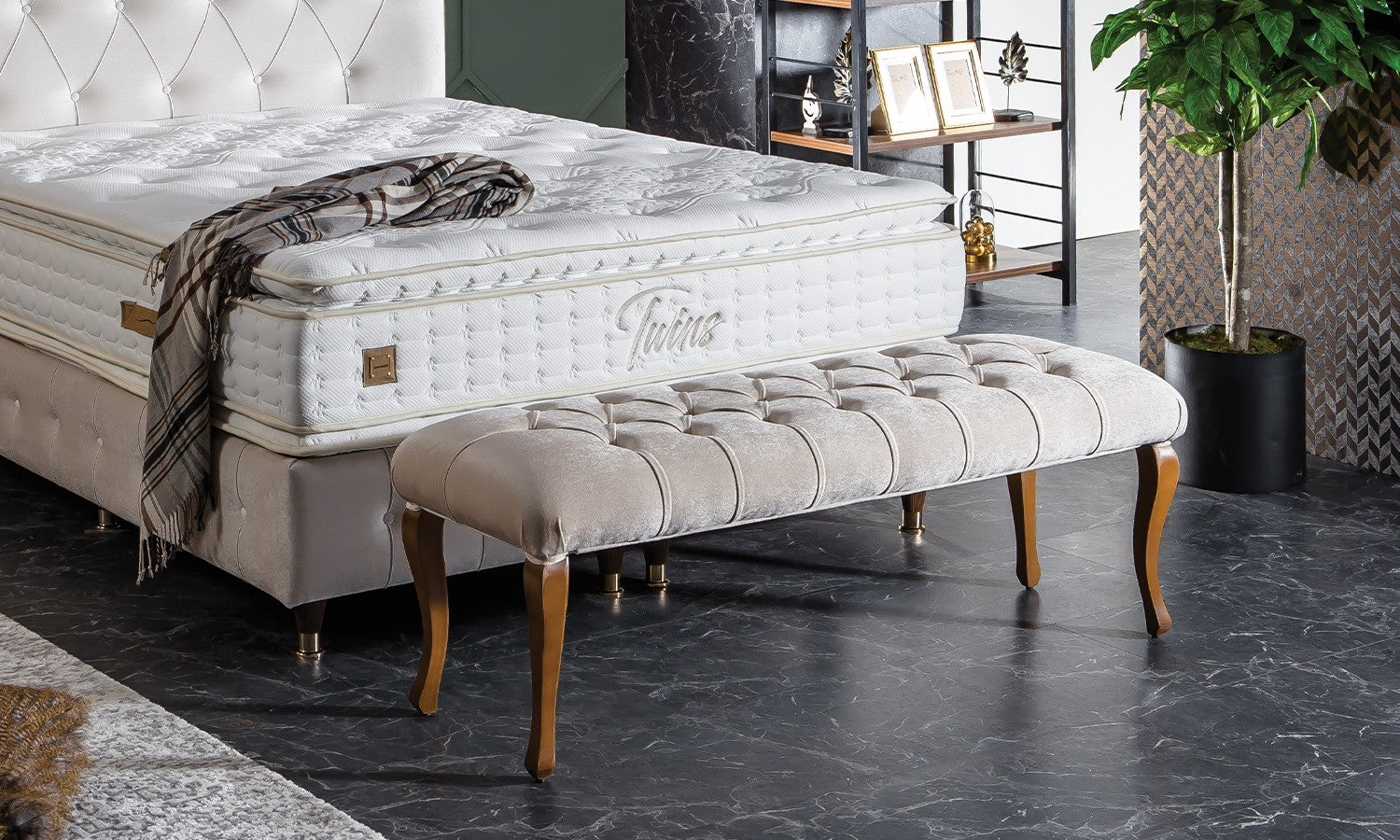 Twins Lit+Matelas+Tête de lit 160x200 cm