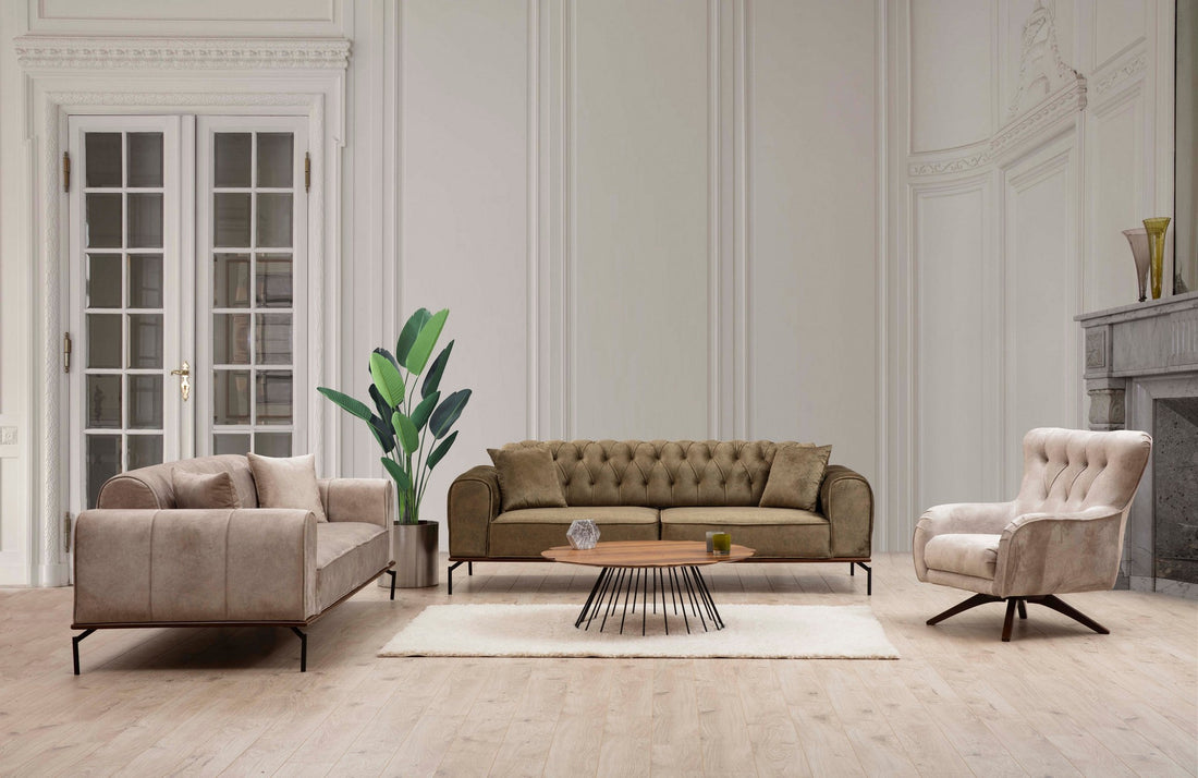 Canapé de 3 places Siesta With Capitone 3 Seater - Brownish Green