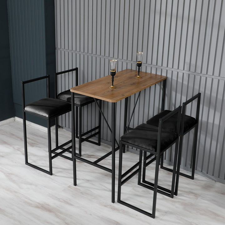 Ensemble table de bar et tabourets (5 pièces) Nordic - Black