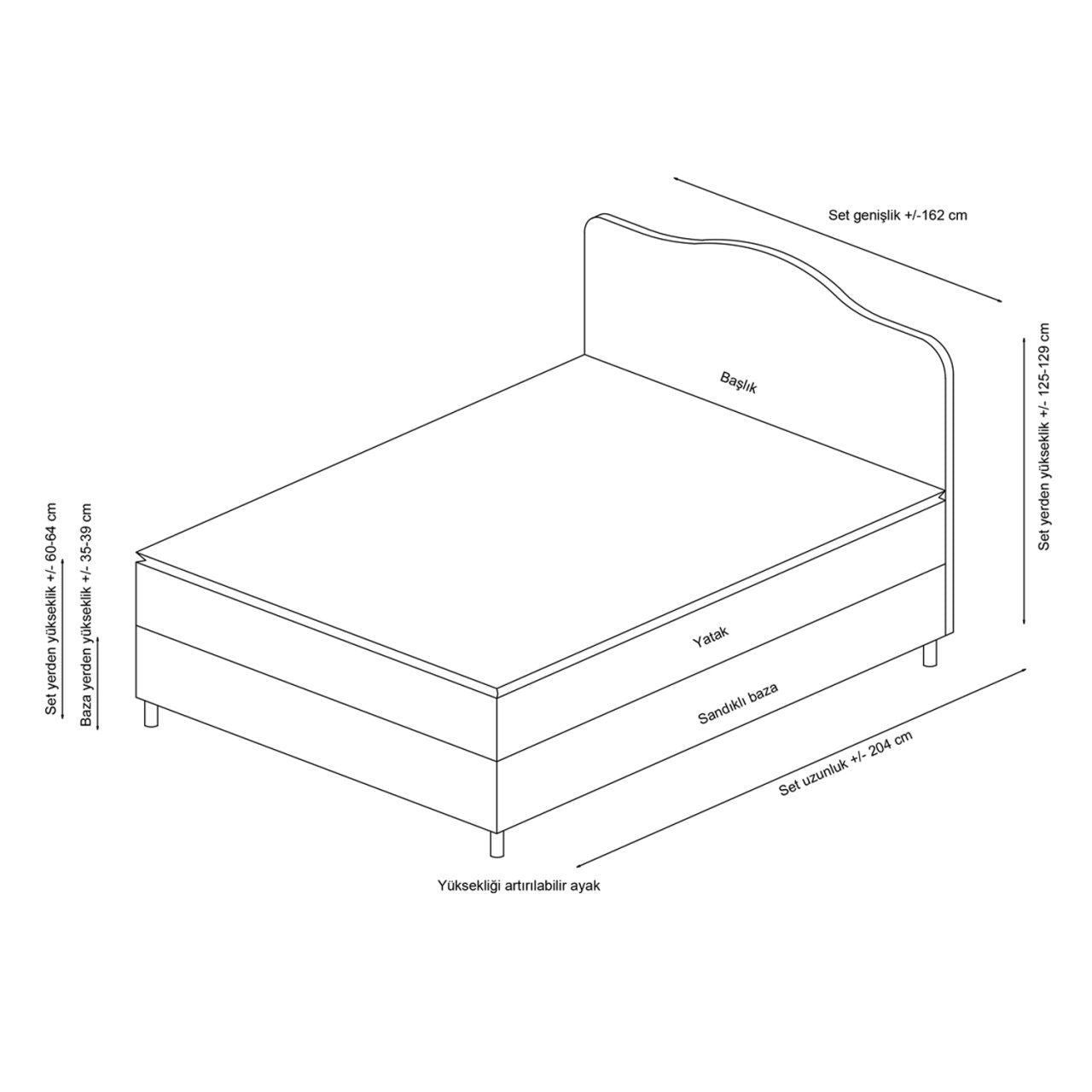 Base de lit double et tête de lit Vassi 160 x 200 - Anthracite