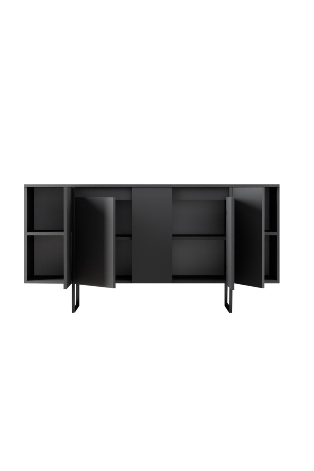 Buffet bas Sibylle L160cm Métal Noir et Bois Anthracite