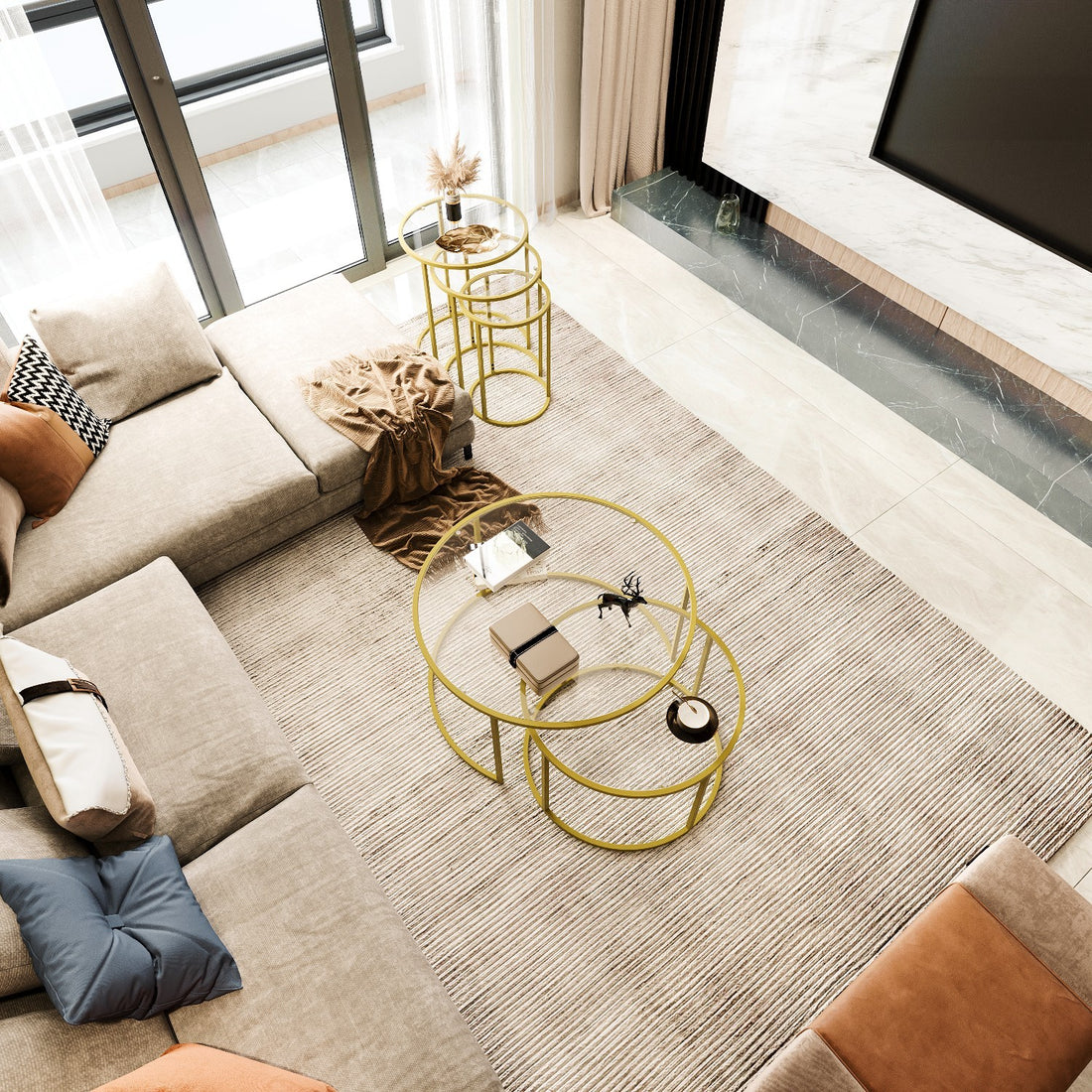 Table basse Belarus - Gold, Glass 60