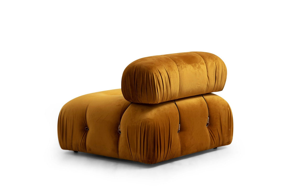 Canapé d'angle modulable et transformable Nourhane Velours Ocre