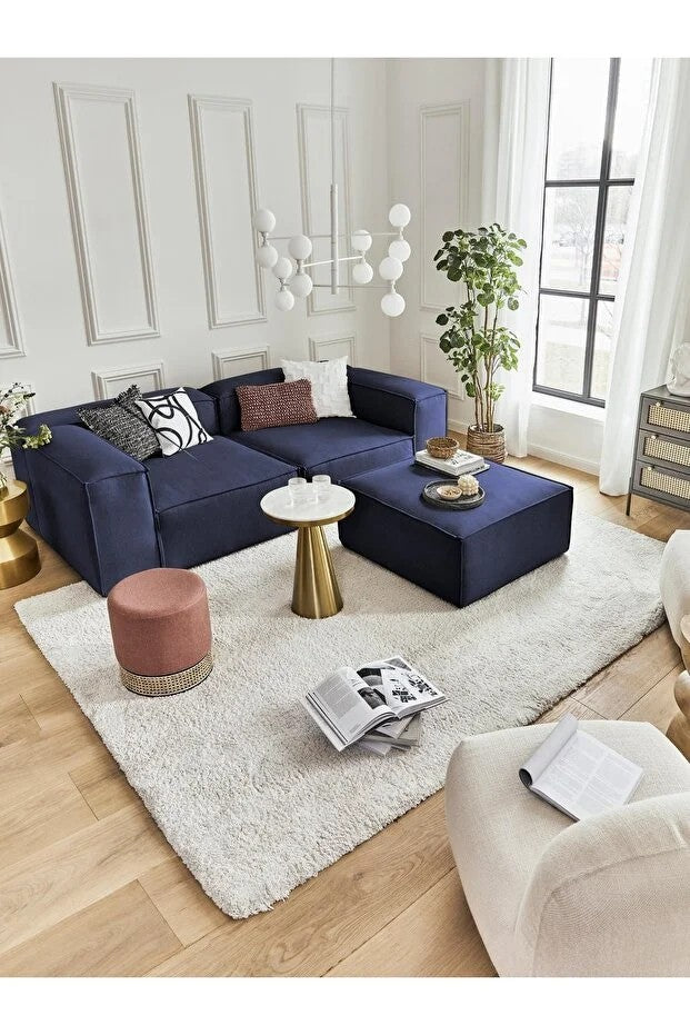 Canapé modulable 3 places en Lin avec pouf Frid