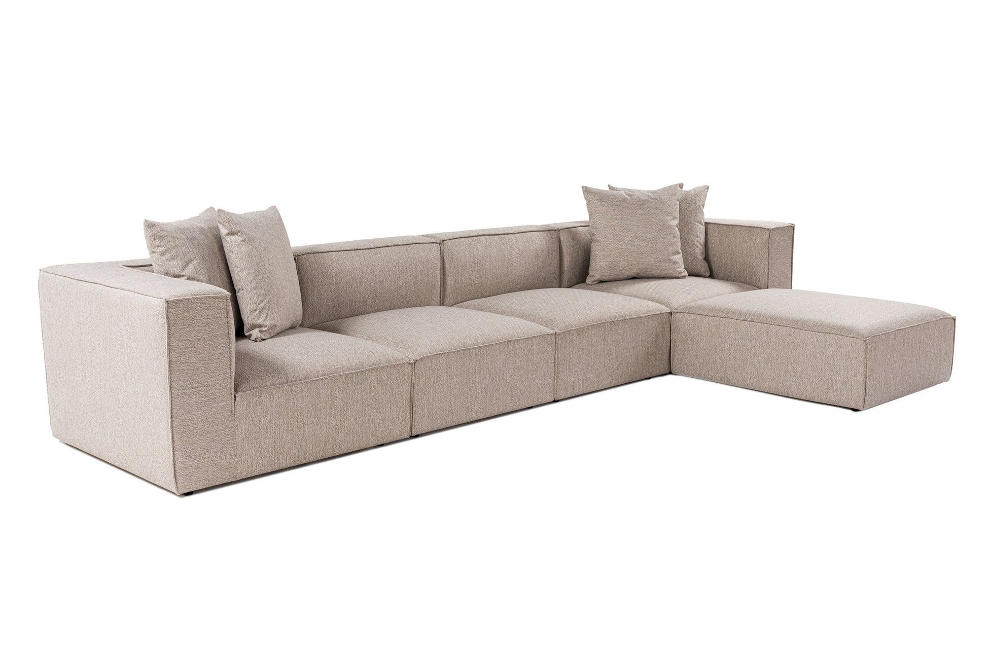 Divano moderno angolare destro Milasse Tessuto di lino Beige