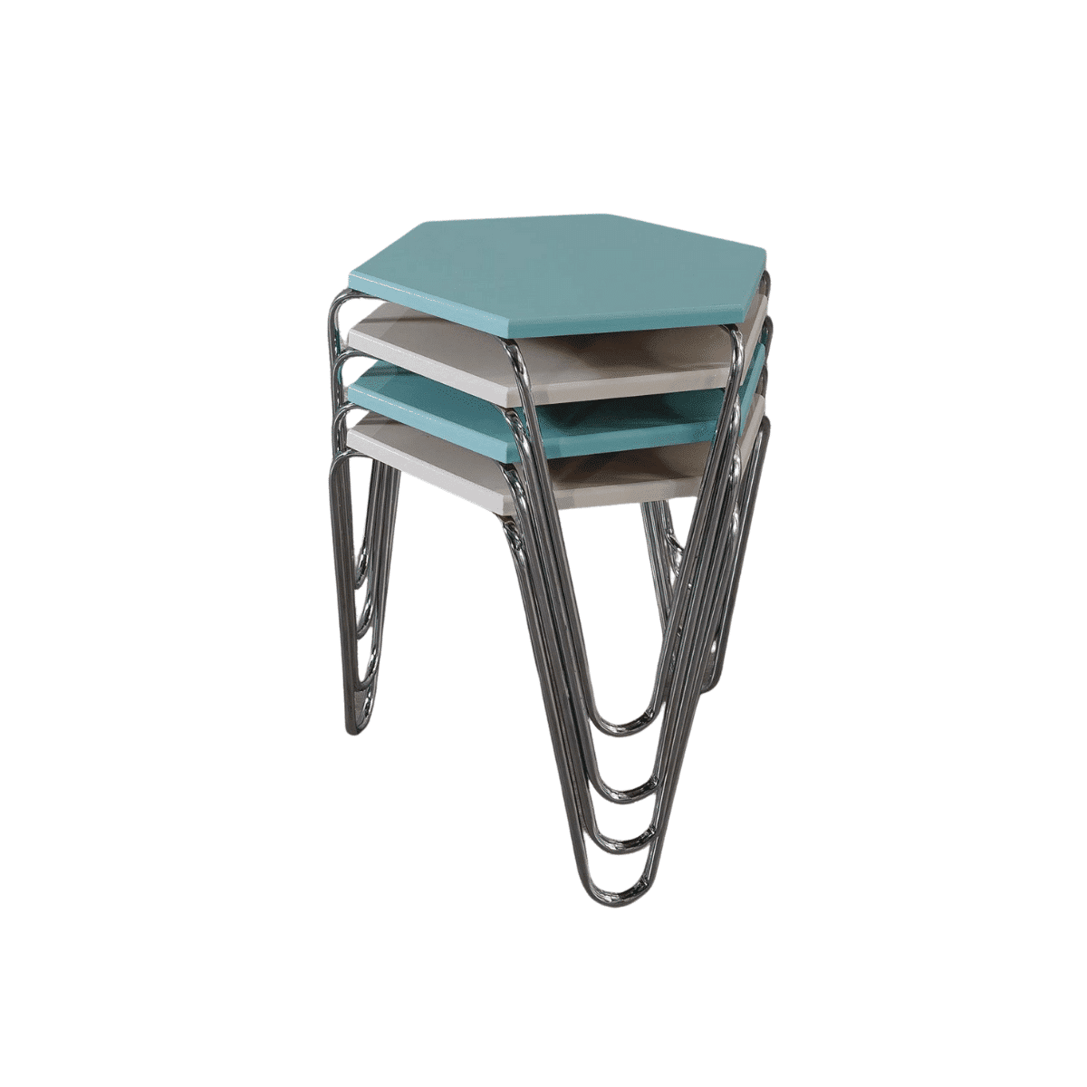 Piramit Table Gigognes Bleu Cyan Blanc