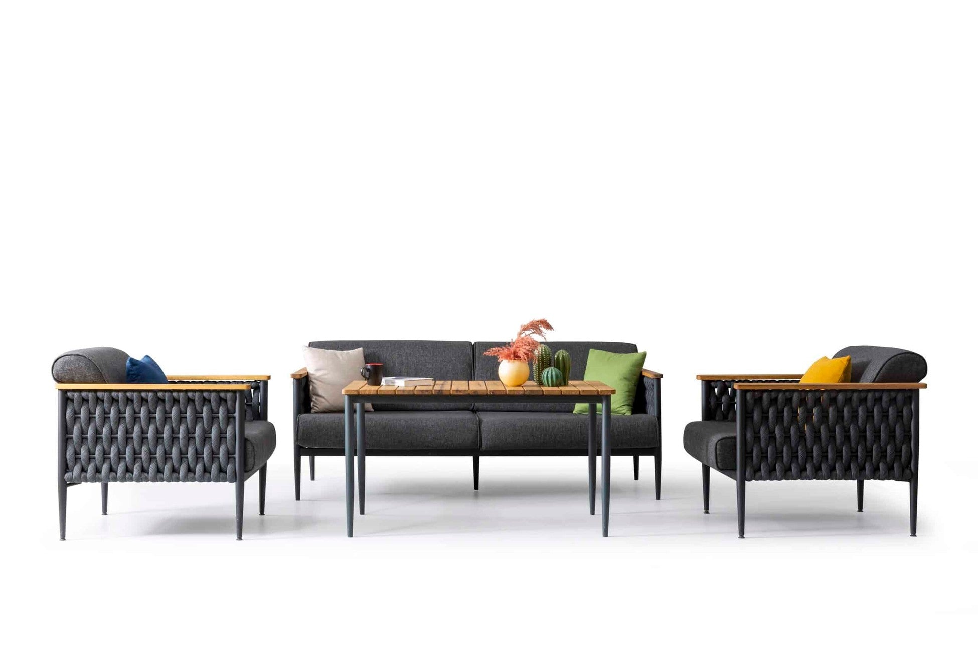 Salon de jardin avec coussins &amp; table basse Grey