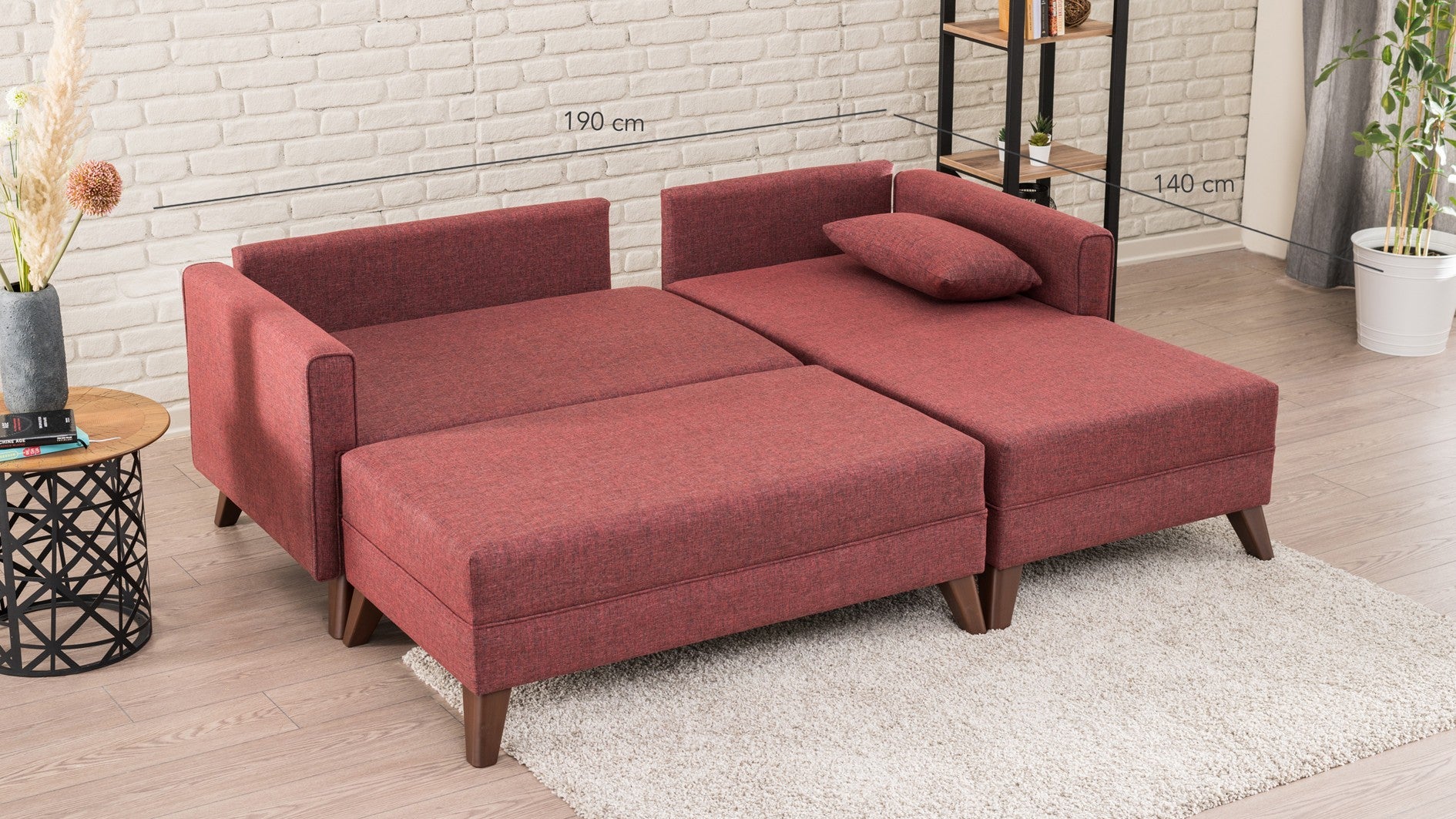 Canapé d'angle Bella Corner Sofa Right 2 - Claret Red