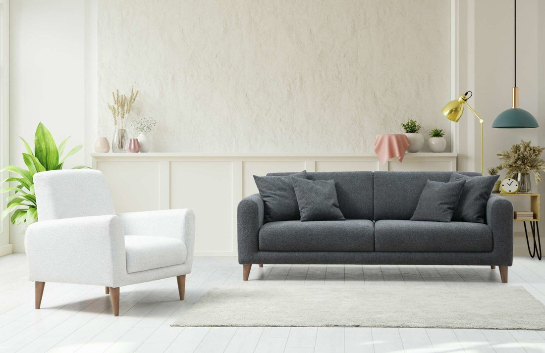Sofa Sare 3+1 - Dark Grey, Ares White