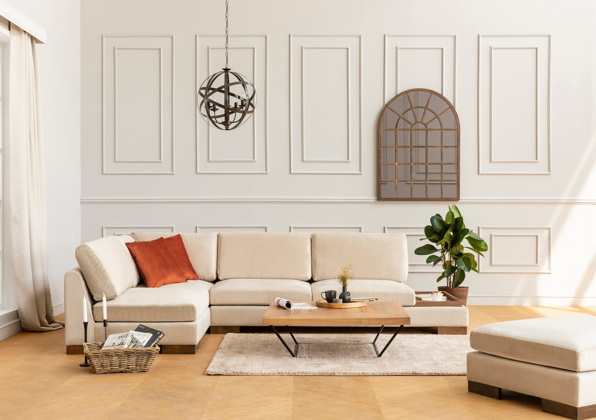 Canapé d'angle Tulip Corner Left With Pouf - Beige