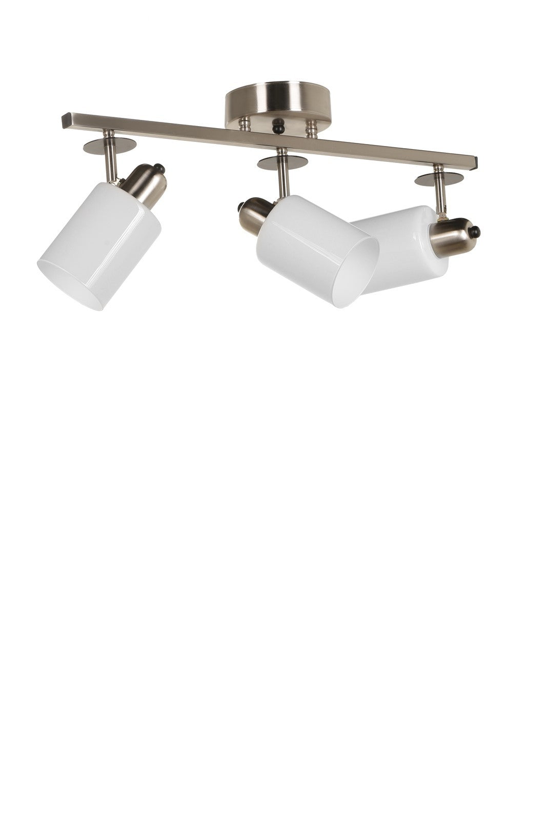 Lustre Nomi 3 lü sıralı mat krom beyaz camlı avize