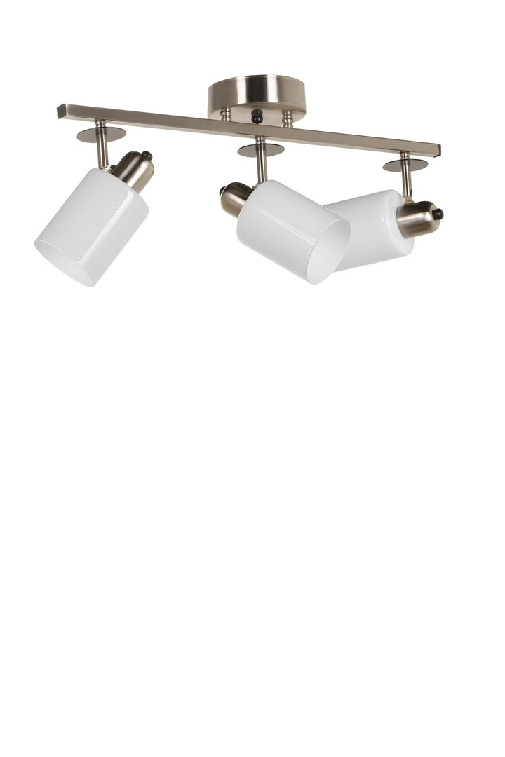 Lustre Nomi 3 lü sıralı mat krom beyaz camlı avize