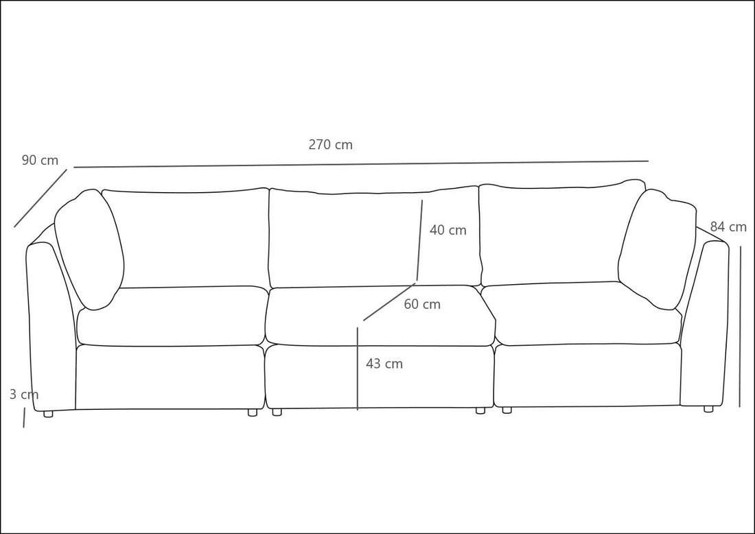 Canapé à 3 places Mottona 3-Seat Sofa - Grey