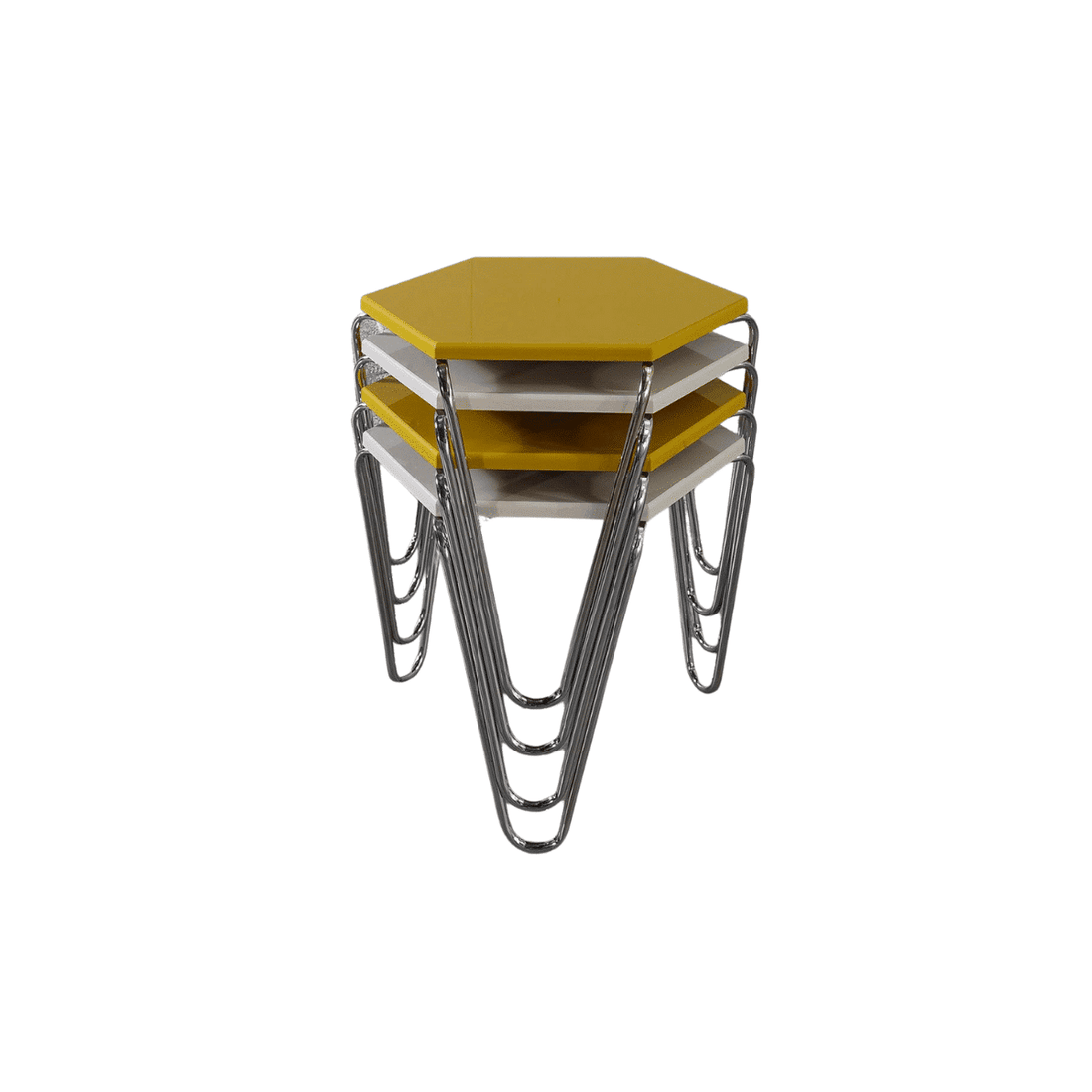 Piramit Table Gigognes Jaune Blanc