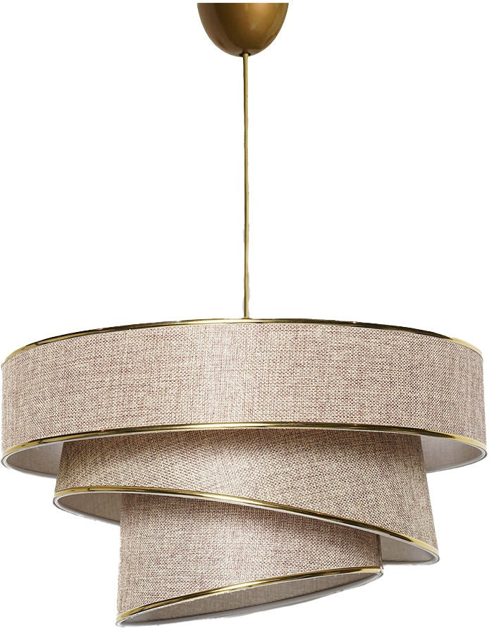 Suspension 3 cylindres design oblique Inconditus Ø40cm Beige et Or