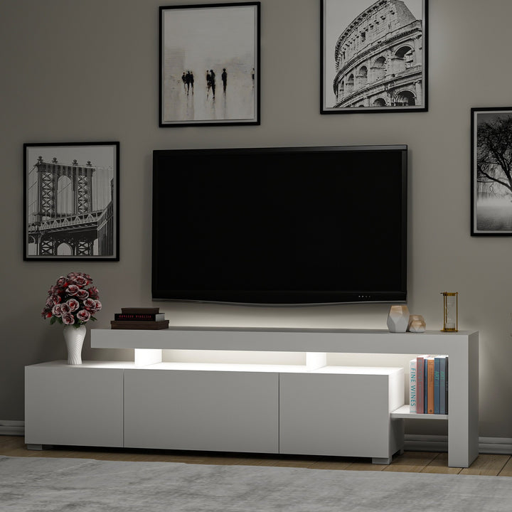 Meuble Tv design avec LED Beliz  L192cm Blanc