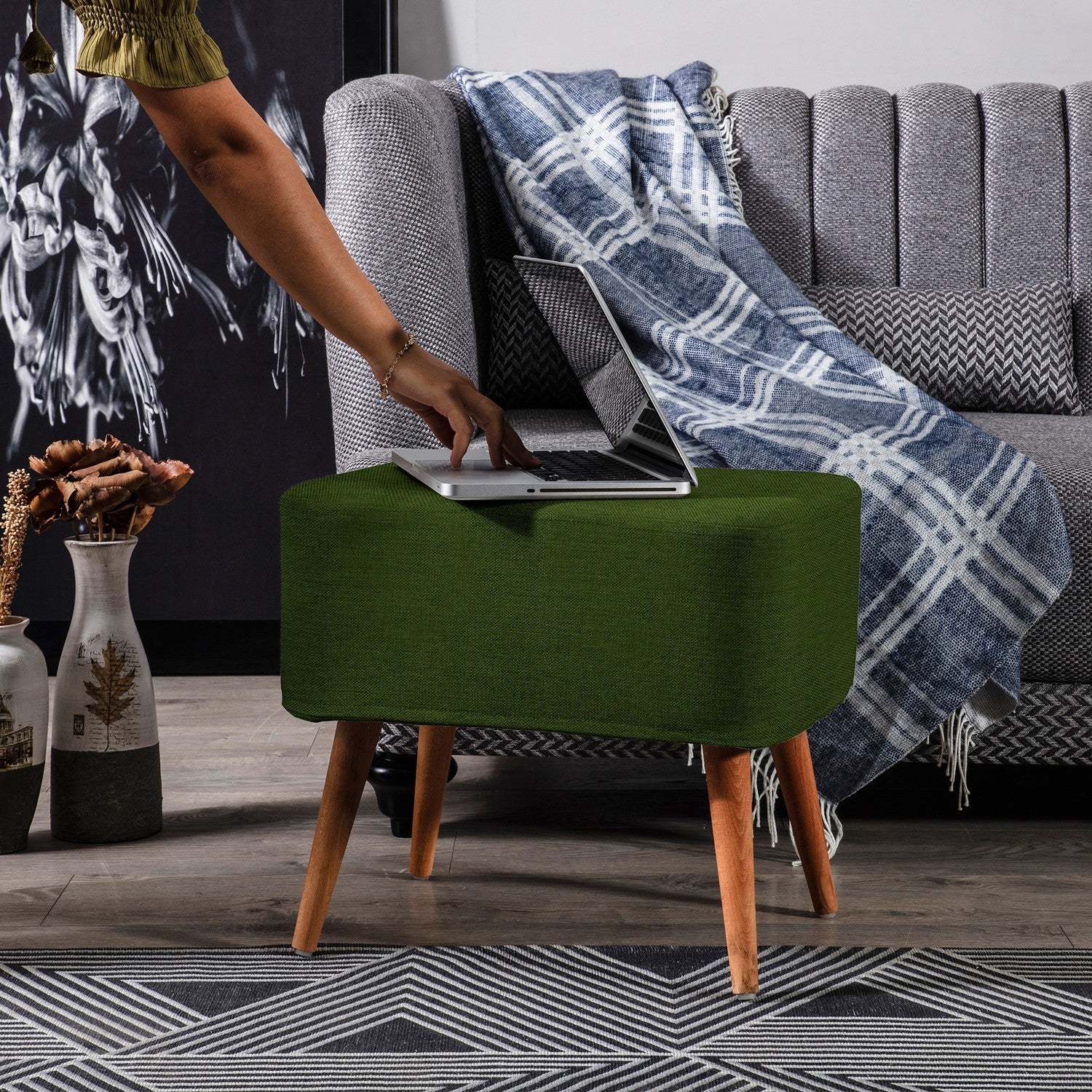 Albina Pouf vert kaki