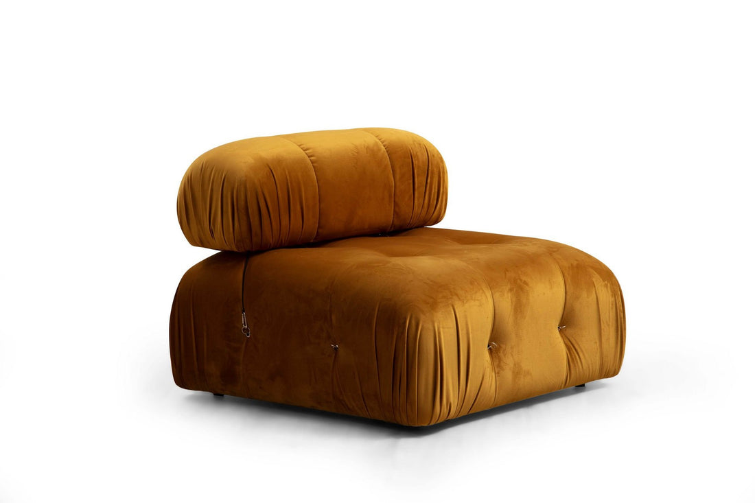 Canapé d'angle modulable et transformable Nourhane Velours Ocre