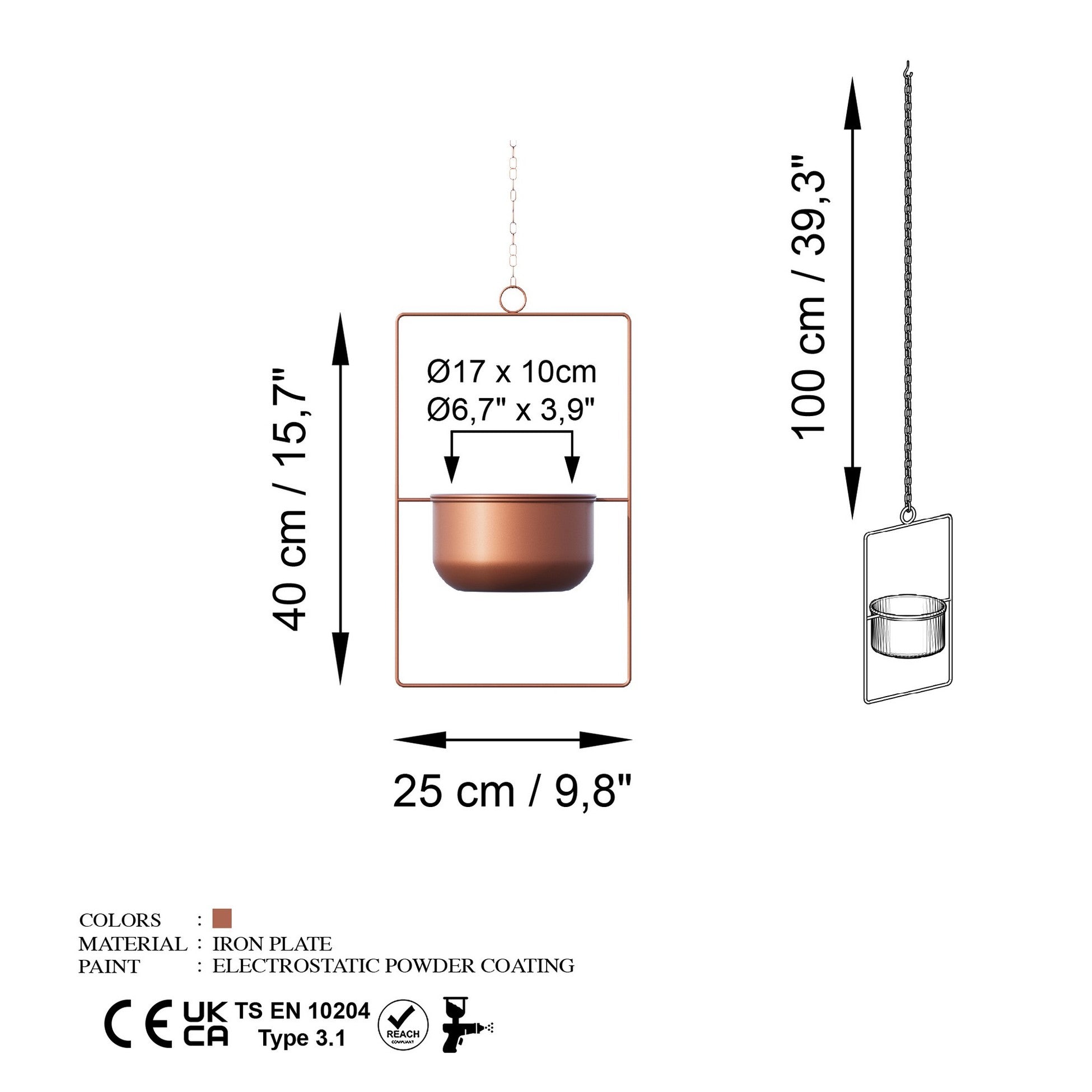 Pot décoratif Parapet - Copper