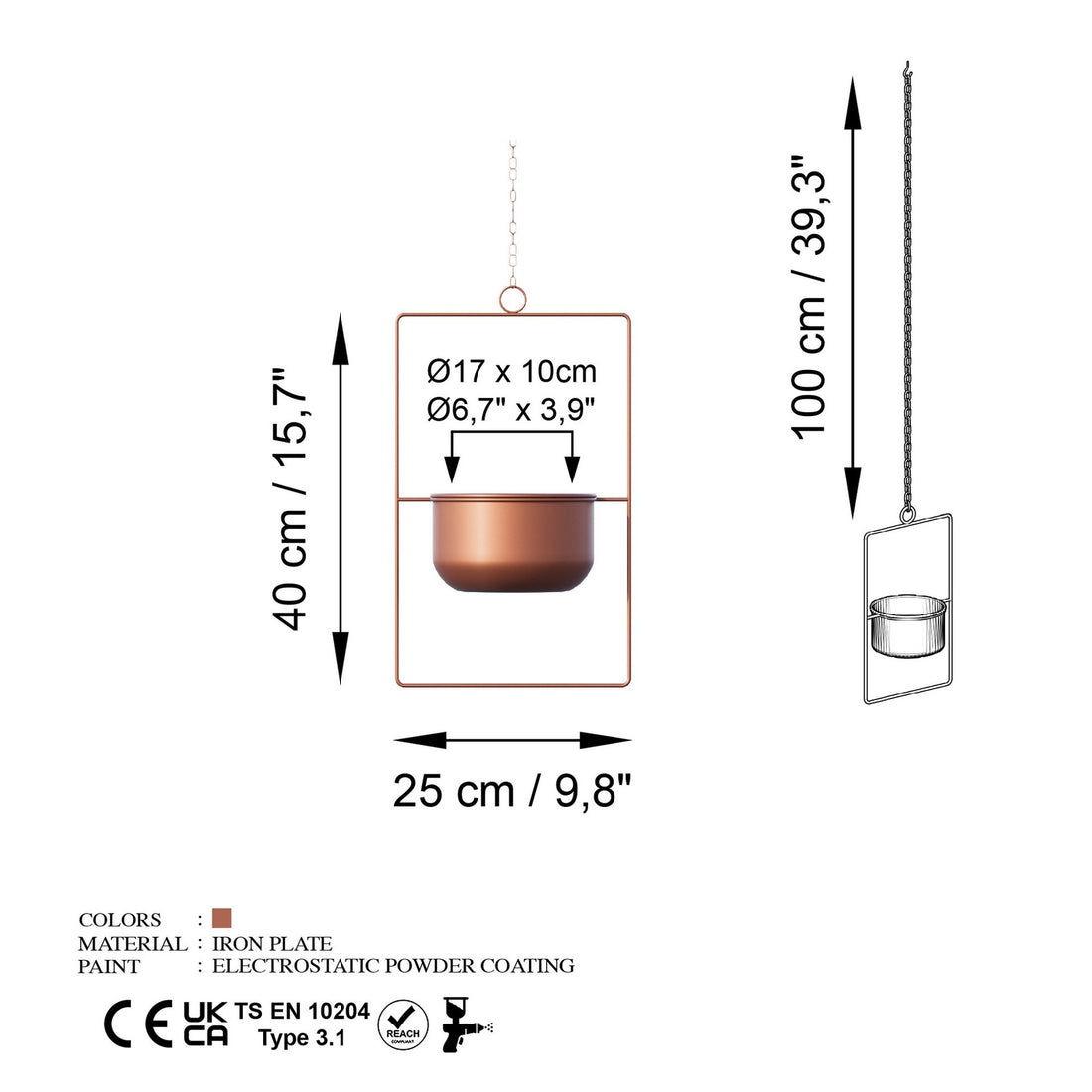 Pot décoratif Parapet - Copper