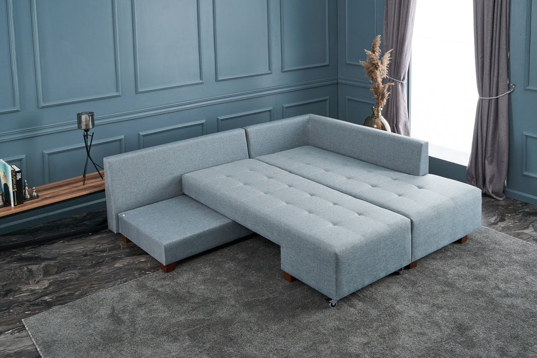 Canapé d'angle Manama Corner Sofa Bed Right - Light Blue