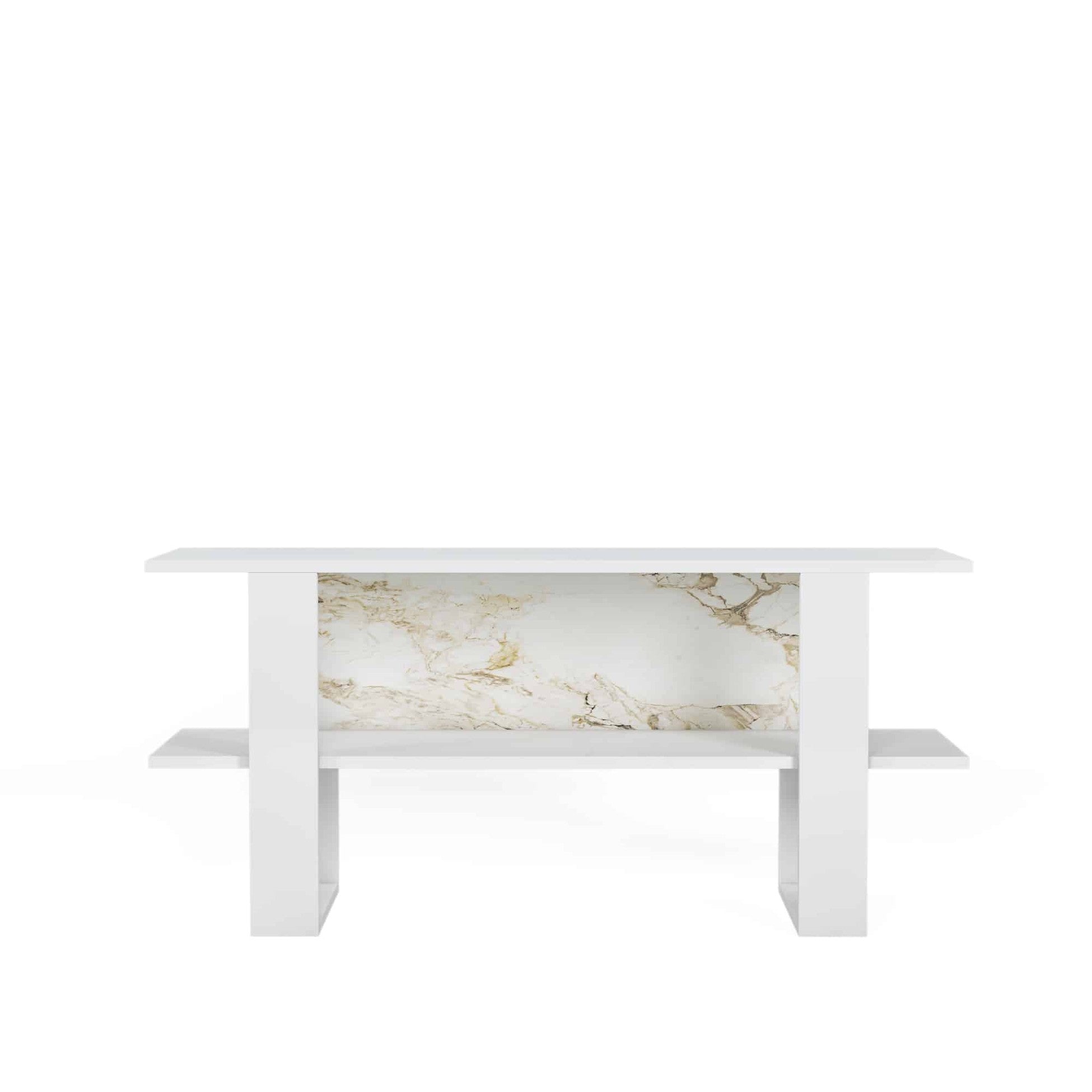 Meuble TV moderne 120cm Bois Blanc en marble design Cornellia