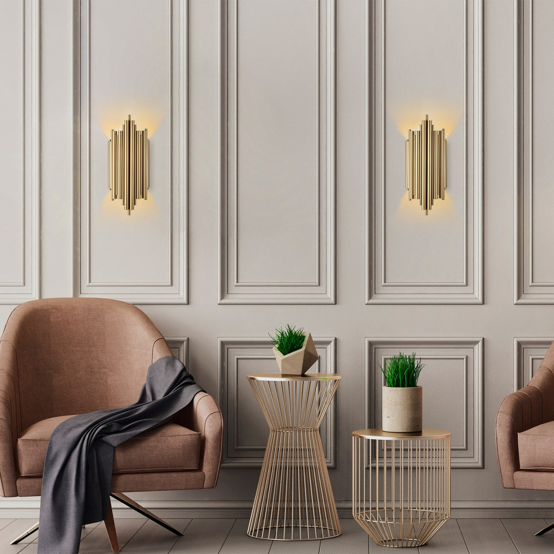 Applique murale Lillari L18xH40cm Métal Or