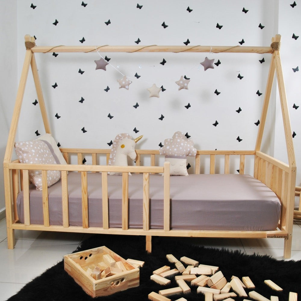 Lit cabane enfant Derya ,bois 90x190cm