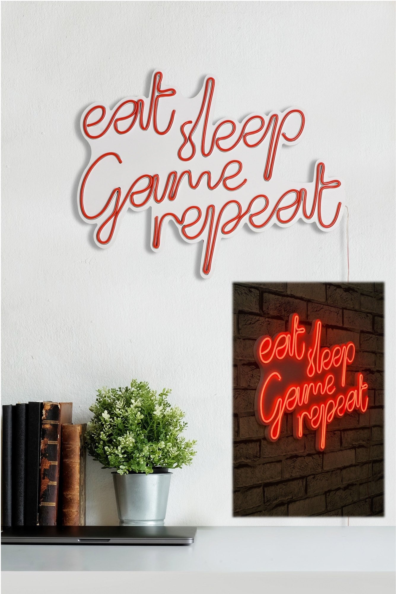 Éclairage LED en plastique décoratif eat sleep game repeat - red