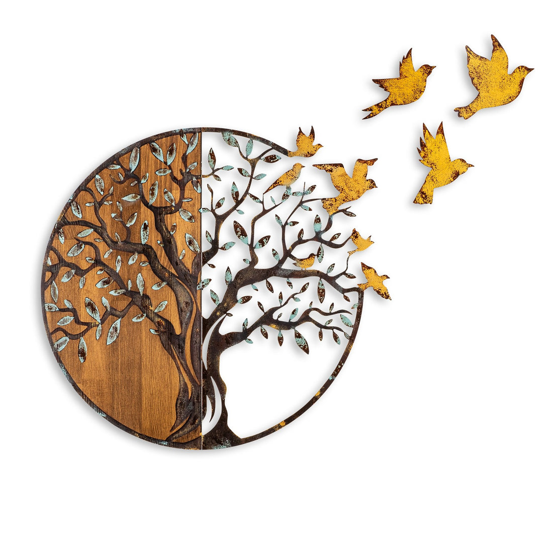 Accessoire mural en bois décoratif Tree And Birds - 322-A
