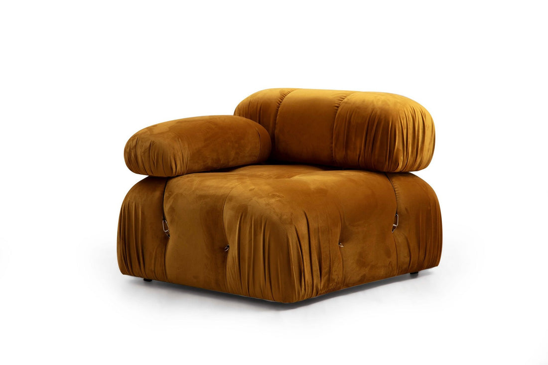 Canapé d'angle modulable et transformable Nourhane Velours Ocre