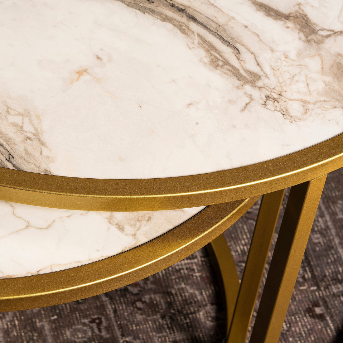 Table gigogne (2 pièces) Tambur - Gold