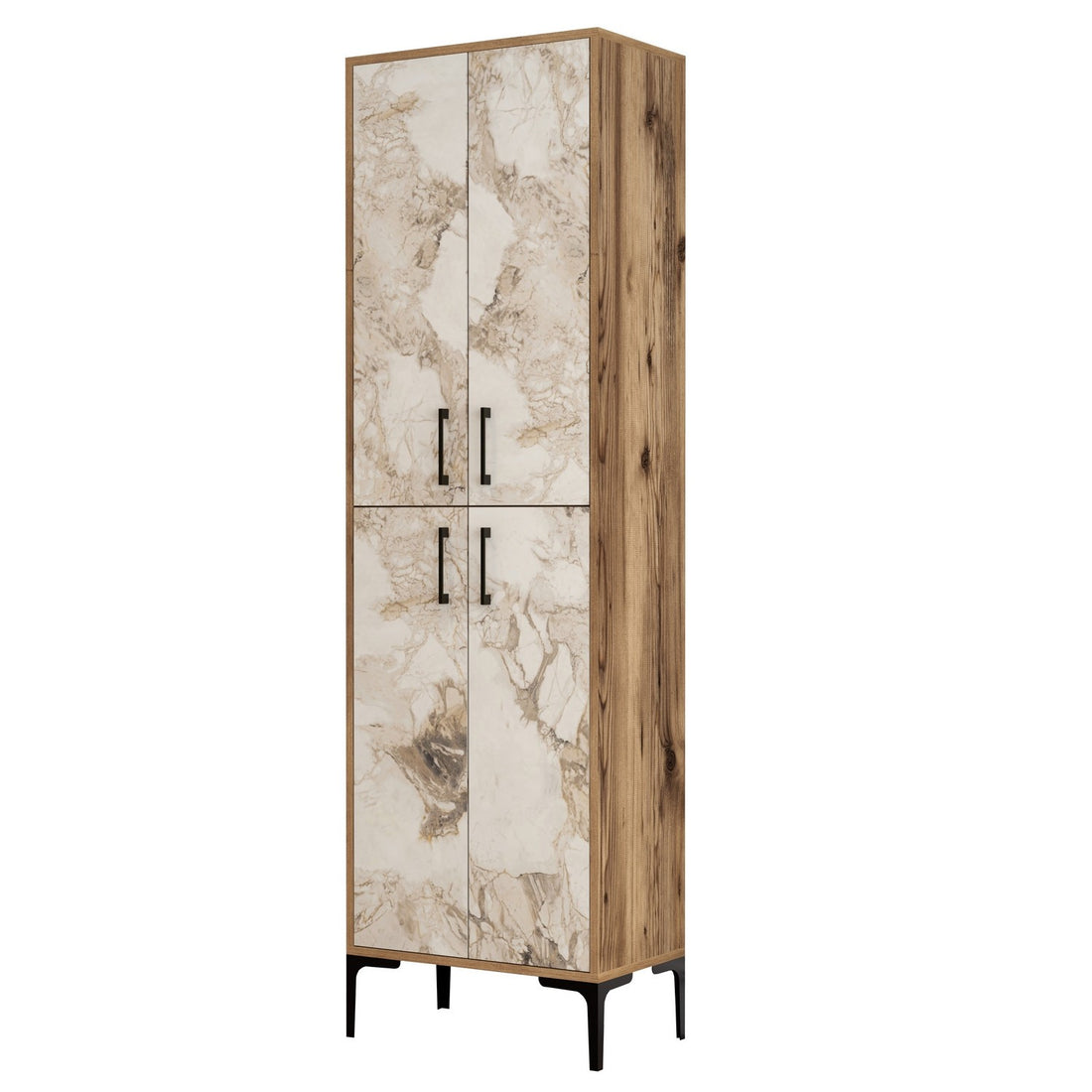 Meuble à chaussures Berlin A - Walnut, White Marble