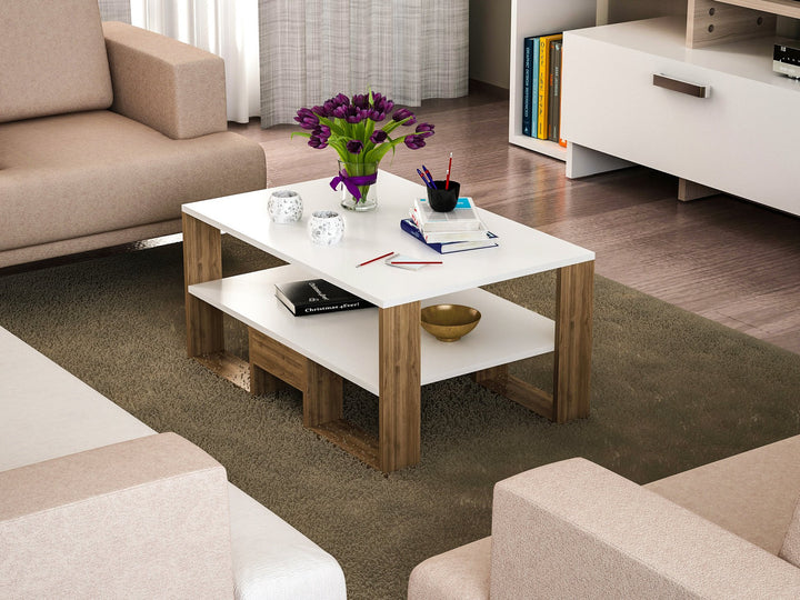 Table basse Golden - White, Walnut