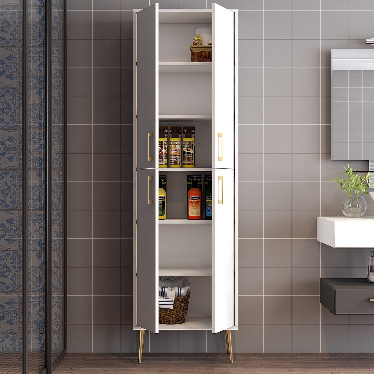 Armoire à plusieurs usage Berlin A - White, Gold