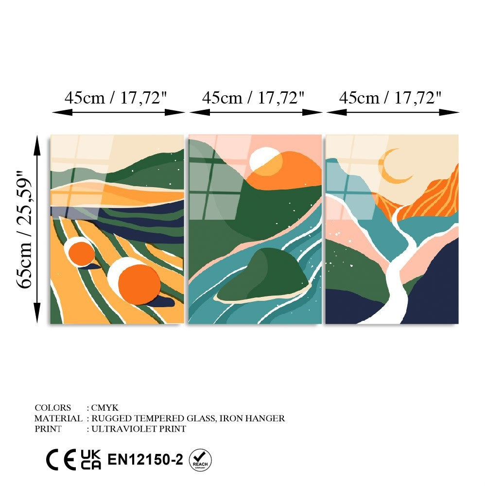Peinture en verre trempé décorative (3 pièces) UV-946 - 45 x 65