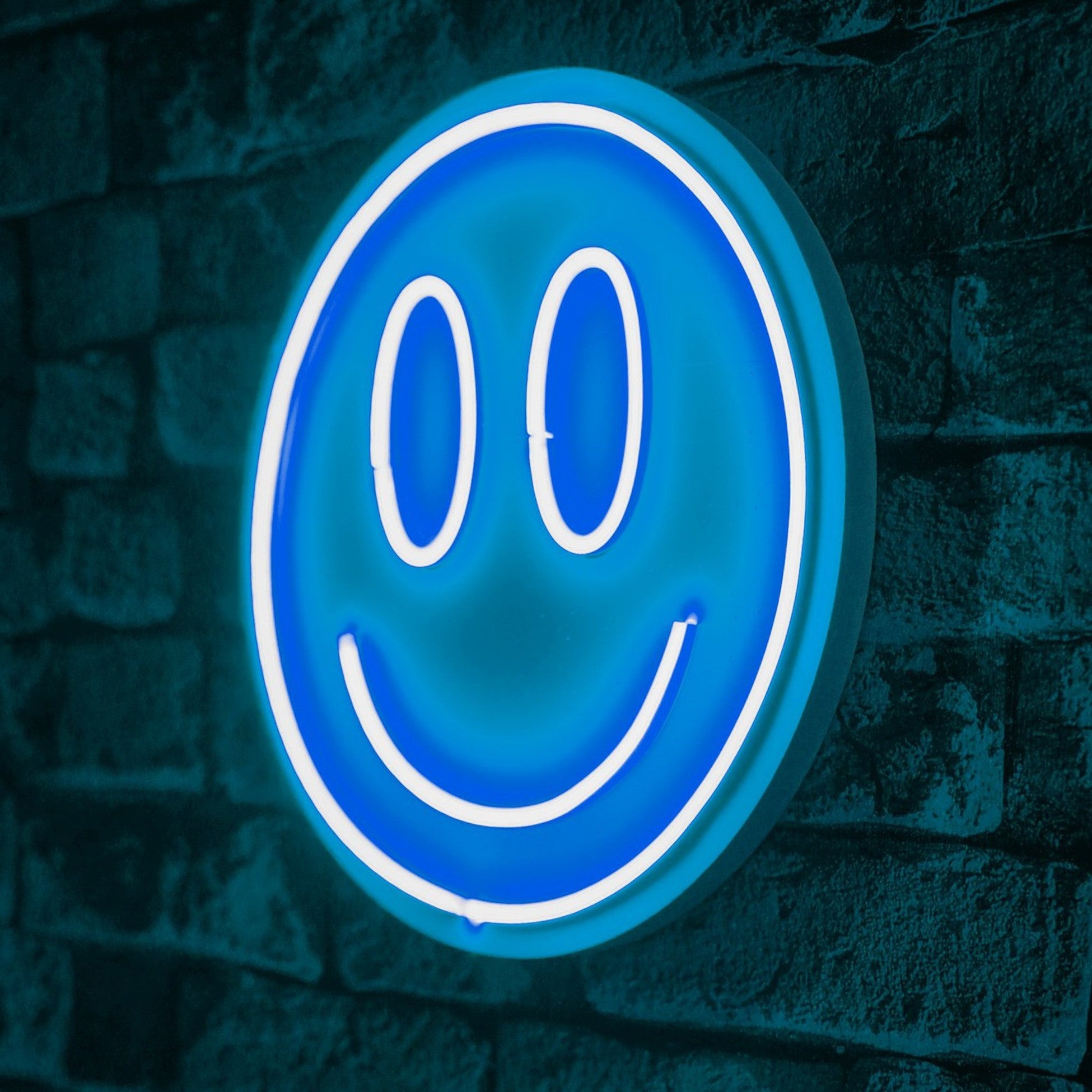 Éclairage LED en plastique décoratif Smiley - Blue