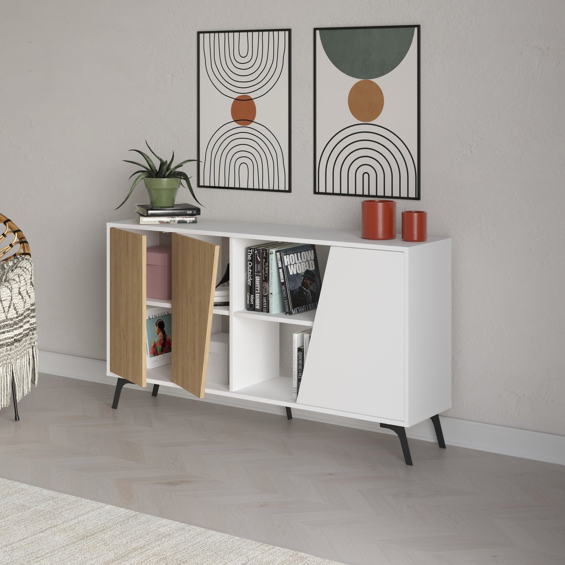 Console Fione 150 - Oak, White